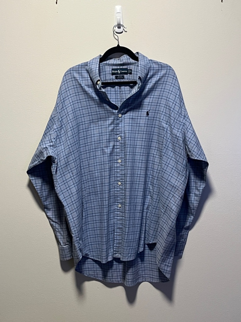 RALPH LAUREN Blake Cotton Plaid Button-Down Shirt, Light Blue/Navy/Tan, Size XL